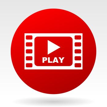 Play red web vector icon.